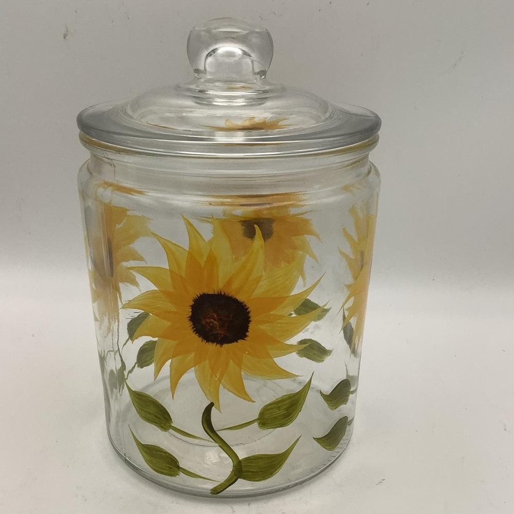 Sunflower Glass Canister with Lid